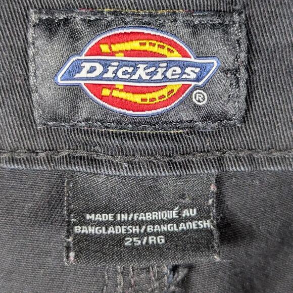 Dickies Cargo Pants Women's 25R Black Cotton Blend Utility Workwear Trousers - Picture 3 of 4